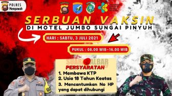 Sabtu Besok, Serbuan Vaksin di Motel Jumbo Sungai Pinyuh