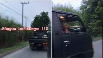 Viral Video Sopir Kemudikan Mobil Pikap Pakai Kaki Sambil Bermain Suling