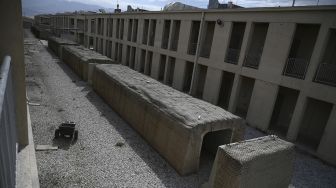 Bunker keamanan di dalam pangkalan udara AS Bagram setelah semua pasukan AS dan NATO pergi, di Afghanistan, pada (5/7/2021). [WAKIL KOHSAR / AFP]