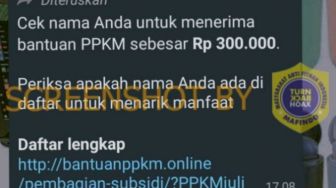 CEK FAKTA: Beredar Link Pengecekan Penerima Bantuan PPKM Rp 300 Ribu, Benarkah?