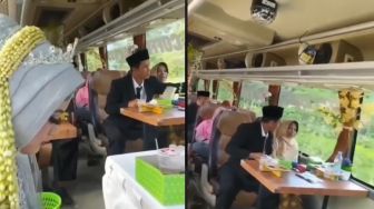 Viral Pernikahan Digelar di Dalam Bus saat PPKM Darurat, Warganet: Kreatif!