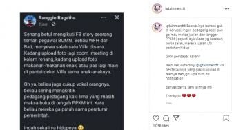 Viral Cerita Pegawai BUMN Asyik WFH di Bali, Hobi Kritik PKL Yang Buka Saat PPKM Darurat