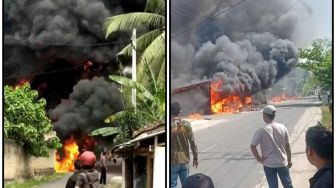 Kebakaran Gudang Penyimpanan Solar di Bandar Lampung, Api Merambat Jilati Warung