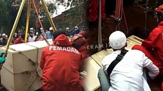 Proses Pemakaman Jenazah Seberat 300 Kg, Libatkan 8 Personel Damkar