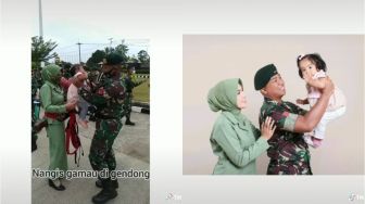 Ditinggal Sejak Lahir, Momen Haru Anak Prajurit TNI Pertama Kali Bertemu Sang Ayah