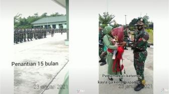 Punya Suami TNI, Viral Momen Haru Wanita Pertemukan Ayah dan Anak untuk Pertama Kalinya