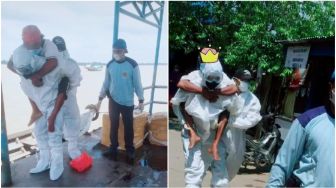 Kronologi Polisi di Riau Gendong Warga Suspek Covid Seberangi Sungai