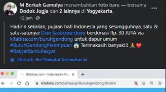 Dapat Donasi dari Dian Sastrowardoyo, Ini Kata Inisiator Dapur Umum Buruh Gendong Jogja