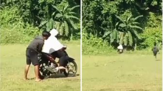 Viral Emak-emak Belajar Motor Nyungsep ke Semak-semak, Pengajar Panik Nggak Ketulungan