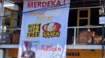 Warung Ramen Digeruduk Gara-gara Baliho Tak Beri Promo Buat Jokowi, Netizen: Baperan Amat!