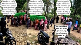 Heboh Emak-emak Gotong Keranda Jenazah ke Kuburan, Ternyata Ini Alasannya