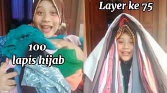 Viral Video Cewek Pakai 100 Lapis Jilbab, Warganet Ngakak: Kayak Reog Ponorogo