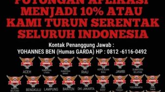 Aksi Nasional Ojol akan Dilakukan, Tuntut Potongan Driver dari Aplikator Hanya 10 Persen