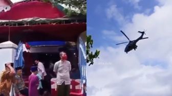 Helikopter Mendarat Buat Tamu Hajatan Takjub, Diduga Angkut Mantan Pacar Pengantin