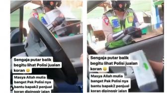 Viral Video Polisi Jualan Koran dan Tisu di Pinggir Jalan, Bantu Kakek Tua