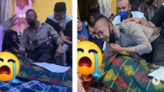 Viral Polisi Nangis Peluk Jasad Ayahnya, Sempat Diantar Ayah ke Pelatihan Sepekan Lalu