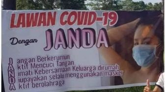 Viral! Bukan dengan 5M, Spanduk Imbauan Ini Ajak Lawan Covid-19 Bersama Janda