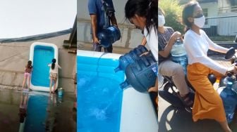 Kumpulan Perempuan Berendam Pakai Air Mineral Galon, Lihat Aksinya!