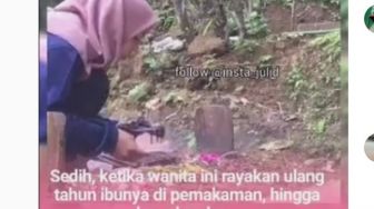 Rayakan Ulang Tahun Ibunya di Pemakaman, Aksi Wanita Ini Bikin Warganet Mewek