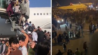 Ricuh! Ribuan Warga Afghanistan Panik Berebut Naik Pesawat di Bandara Kabul