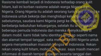 CEK FAKTA: Benarkah Pemuda RI Culik Turis Nigeria Gegara Rasisme Orang Kulit Hitam?