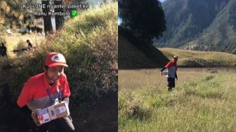 Viral Kurir Ngos-ngosan Antar Paket sampai Mendaki ke Ranu Kumbolo Gunung Semeru