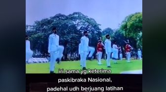 Ngaku Iri Lihat Paskibraka di TV, Aksi Baris Berbaris Pemuda Ini Pancing Emosi Warganet