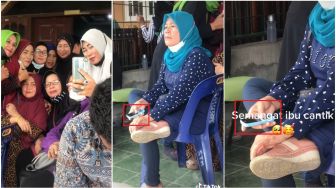 Bawa HP Jadul, Ibu ini Hanya Terdiam Lihat Teman-temannya Berswafoto