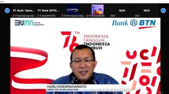 Dirut BTN, Haru Koesmahargyo mengatakan, Bank BTN mendapatkan predikat sebagai Bank terbaik di kategori Bank  dengan modal inti Rp 5-10triliun atas kinerjanya selama tahun 2020. (Dok: Bank BTN)