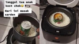 Aksi Anak Kos Masak Beras Campur Sarden Sekaleng-kalengnya di Magic Com