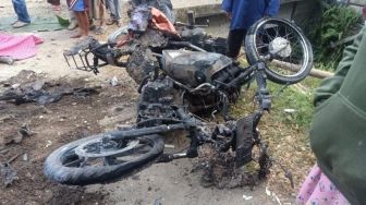 Kronologis Kecelakaan Maut di Gowa : Warga Meninggal Terbakar Bersama Sepeda Motor