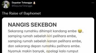 Viral Curhat 'The Raise of Baphomet', Sender Nangis Rumah Dikepung Kandang Kambing