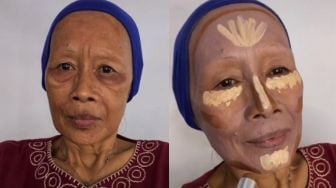 Oplas Ringan Pakai Selotip, Wajah Nenek Ini Bikin Pangling Setelah Di-make Over MUA