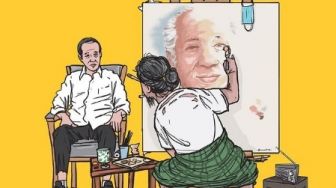 Lagi Viral Lukisan Wajah Jokowi Digambar Muka Soeharto
