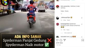 Viral, Spiderman Naik Motor di Jalan Sentosa Samarinda, Warganet: Far From Home