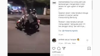 Viral 2 Pemuda Ugal-ugalan di Jalanan Bandung, Warganet Puas Sama Endingnya