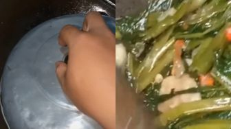 Buka Tutup Wajan, Pria Dibuat Syok Lihat Tambahan 'Daging' di Masakan Kangkung