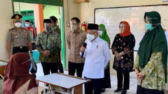Tinjau PTM di SMP Negeri 1 Citeureup, Ini Harapan Wapres Maruf Amin
