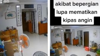 Terekam CCTV Kipas Angin Ditinggal dalam Keadaan Menyala, Endingnya Bikin Publik Ngeri