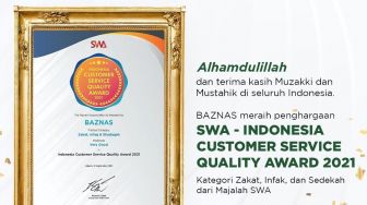 Baznas Raih Penghargaan Indonesia Customer Service Quality Award 2021