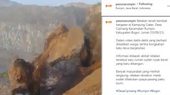 Viral! Detik-Detik Retakan Tanah di Rumpin Bogor Ditonton Warga