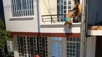 Digerebek Pacar, Aksi Nekat Pria Turunkan Selingkuhan Lewat Balkon Viral