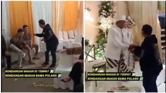 Viral Aksi Pria Bawa Rantang saat Kondangan, Menu Prasmanan Tak Ragu Disikat