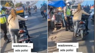 Jangan Ditiru! Hindari Razia Lalu Lintas, Wanita Lakukan Trik ini di Depan Polisi