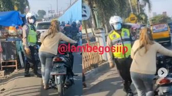 Demi Hindari Tilangan Polisi, Aksi Wanita Ini Bikin Warganet Ngakak