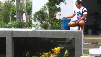 Unik, Pagar Rumah Berbentuk Kolam Ikan Koi di Malang