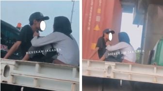 Viral Sejoli Pamer Keromantisan di Atas Truk Kontainer, Bikin Pengguna Jalan Iri