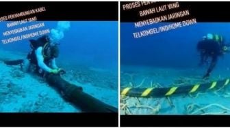 Viral Video Teknisi IndieHome Betulkan Kabel Optik Bawah Laut, Kesal Warganet Sirna