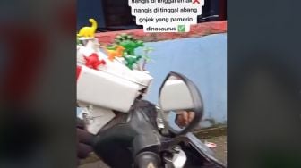 Viral Seorang Bocah Nangis Karena Dinosaurus, Warganet: Bantu Cari Abang Ojolnya