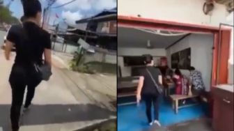 Viral Detik-detik Istri Labrak Suami yang Asyik Berduaan di Warung Makan